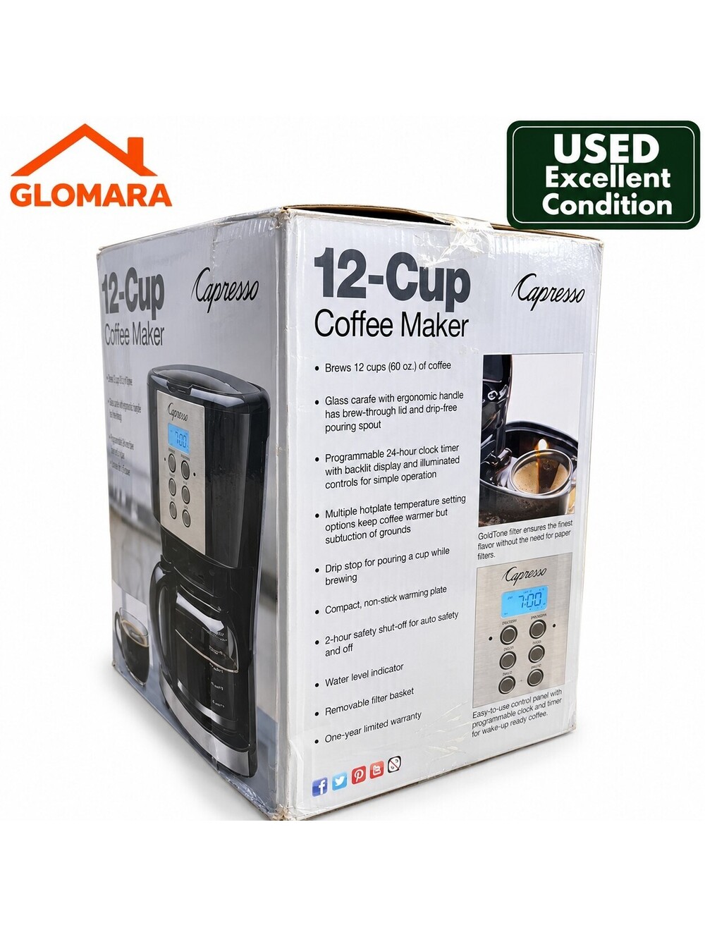 Capresso 414.01 12-Cup Filter Coffee Maker Machine Programmable Black Tested